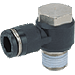 PNEUMATIC PLASTIC PUSH-IN FITTING&lt;BR&gt;1/2&quot; TUBE X 3/8&quot; NPT MALE UNIVERSAL ELBOW